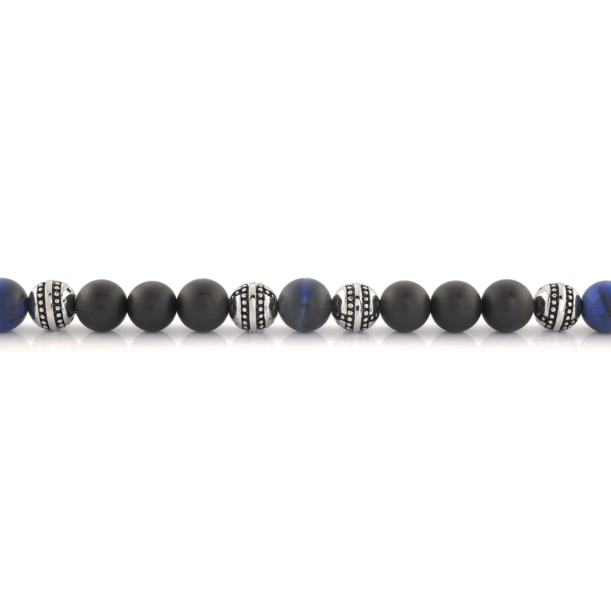 Matte Blue and Black Steel Beaded Clasp Bracelet