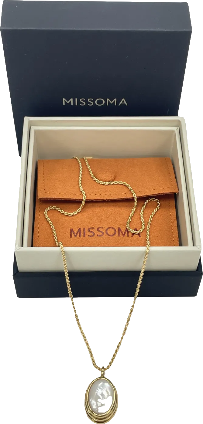 Missoma 18ct gold vermeil Savi Ridge Oval Gemstone Pendant Necklace BNIB