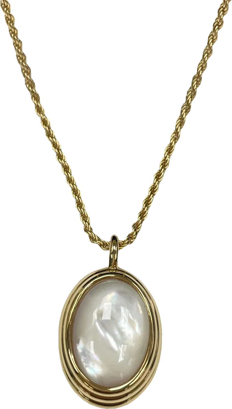 Missoma 18ct gold vermeil Savi Ridge Oval Gemstone Pendant Necklace BNIB