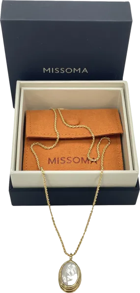 Missoma 18ct gold vermeil Savi Ridge Oval Gemstone Pendant Necklace BNIB