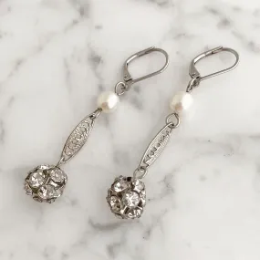 MISSY silver rhinestone ball earrings