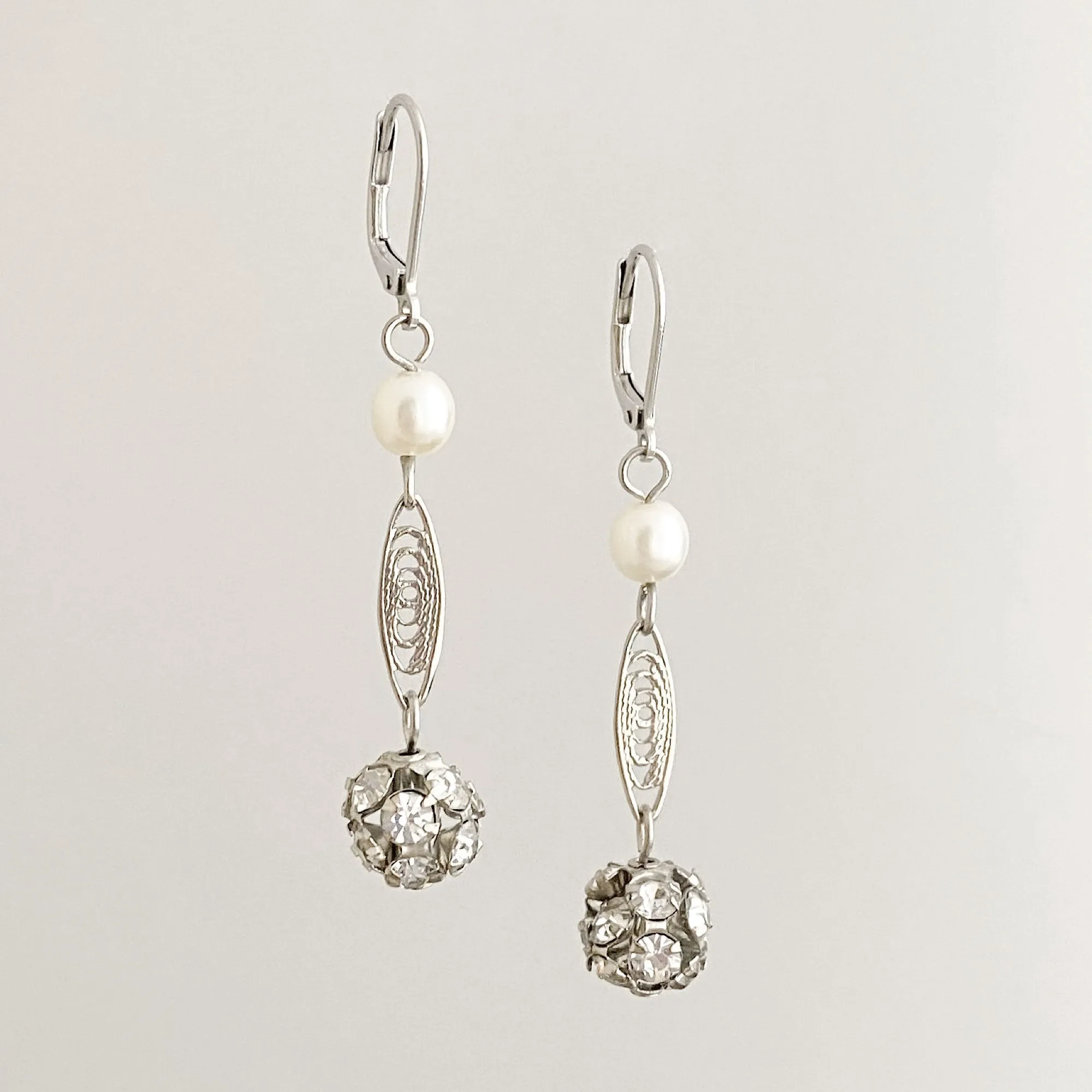 MISSY silver rhinestone ball earrings