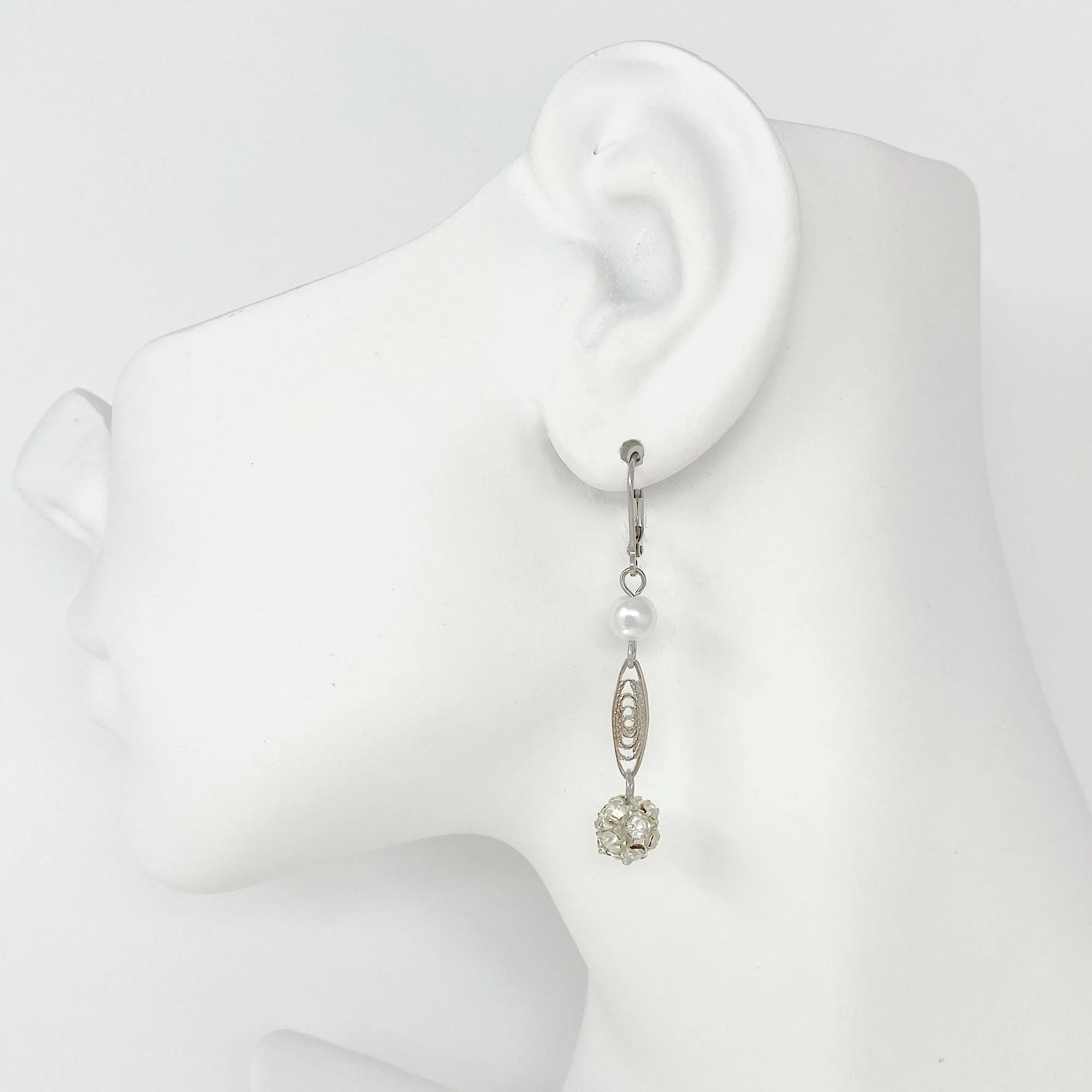 MISSY silver rhinestone ball earrings