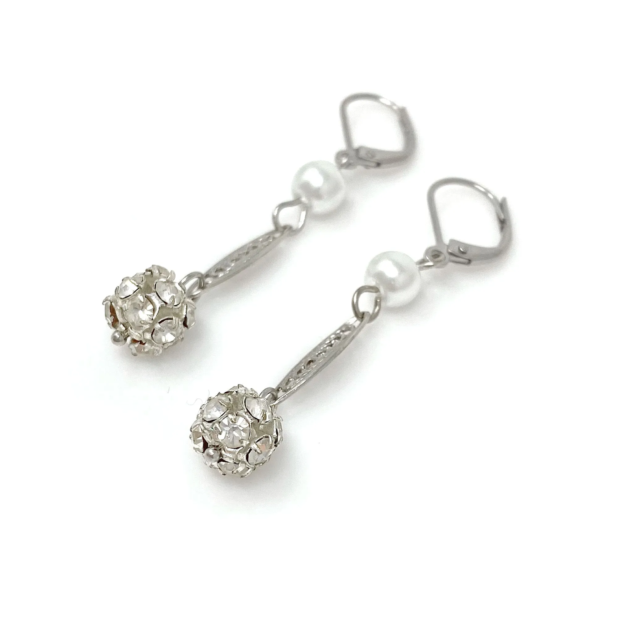 MISSY silver rhinestone ball earrings