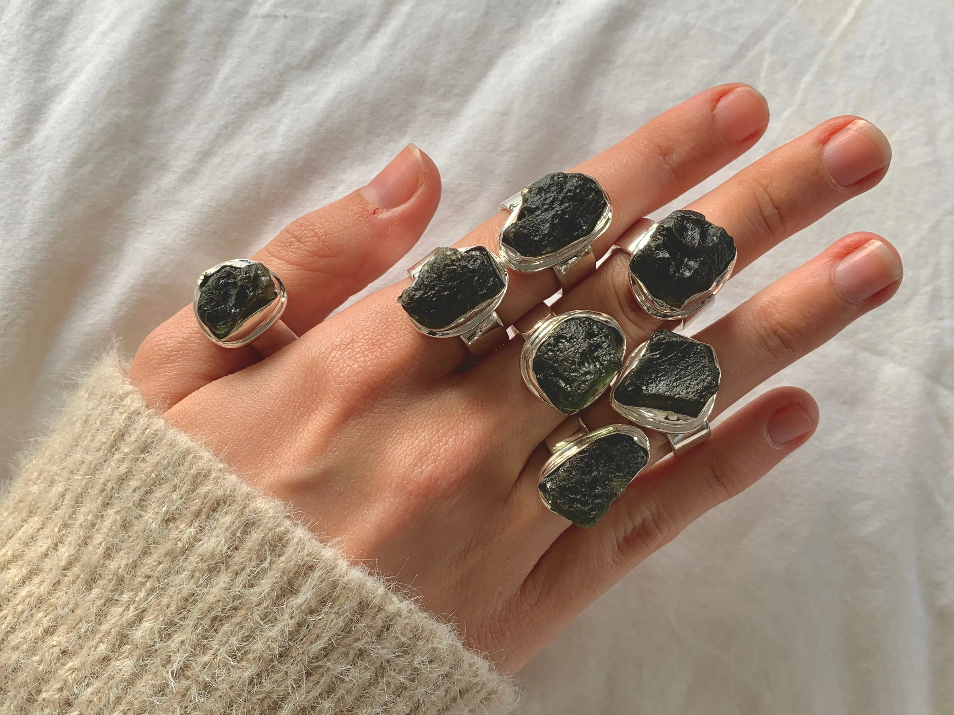 Moldavite Ansley Rings - Freeform