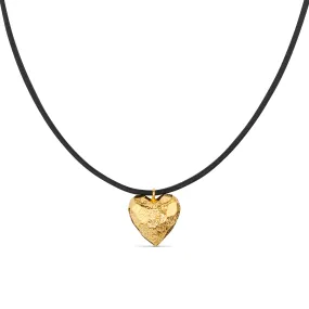 Molten Heart & Leather Adjustable Necklace