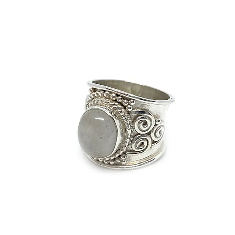 Moonstone Boho Swirl Silver Ring