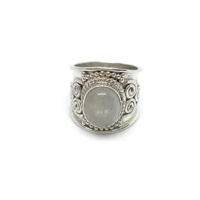 Moonstone Boho Swirl Silver Ring