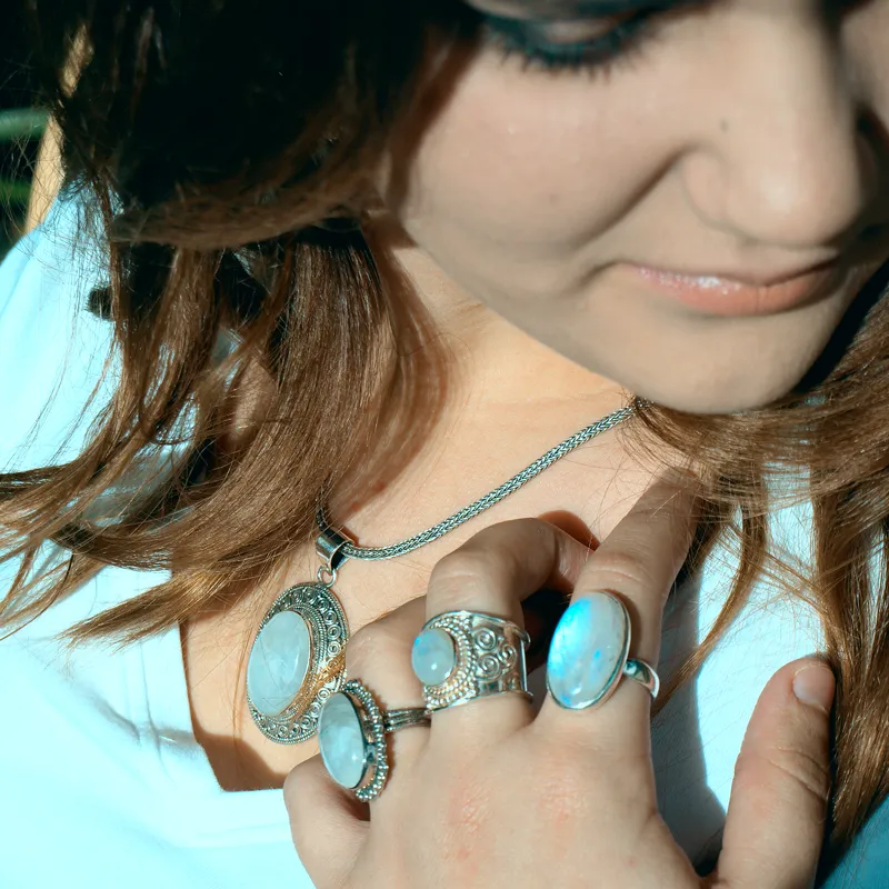 Moonstone Boho Swirl Silver Ring