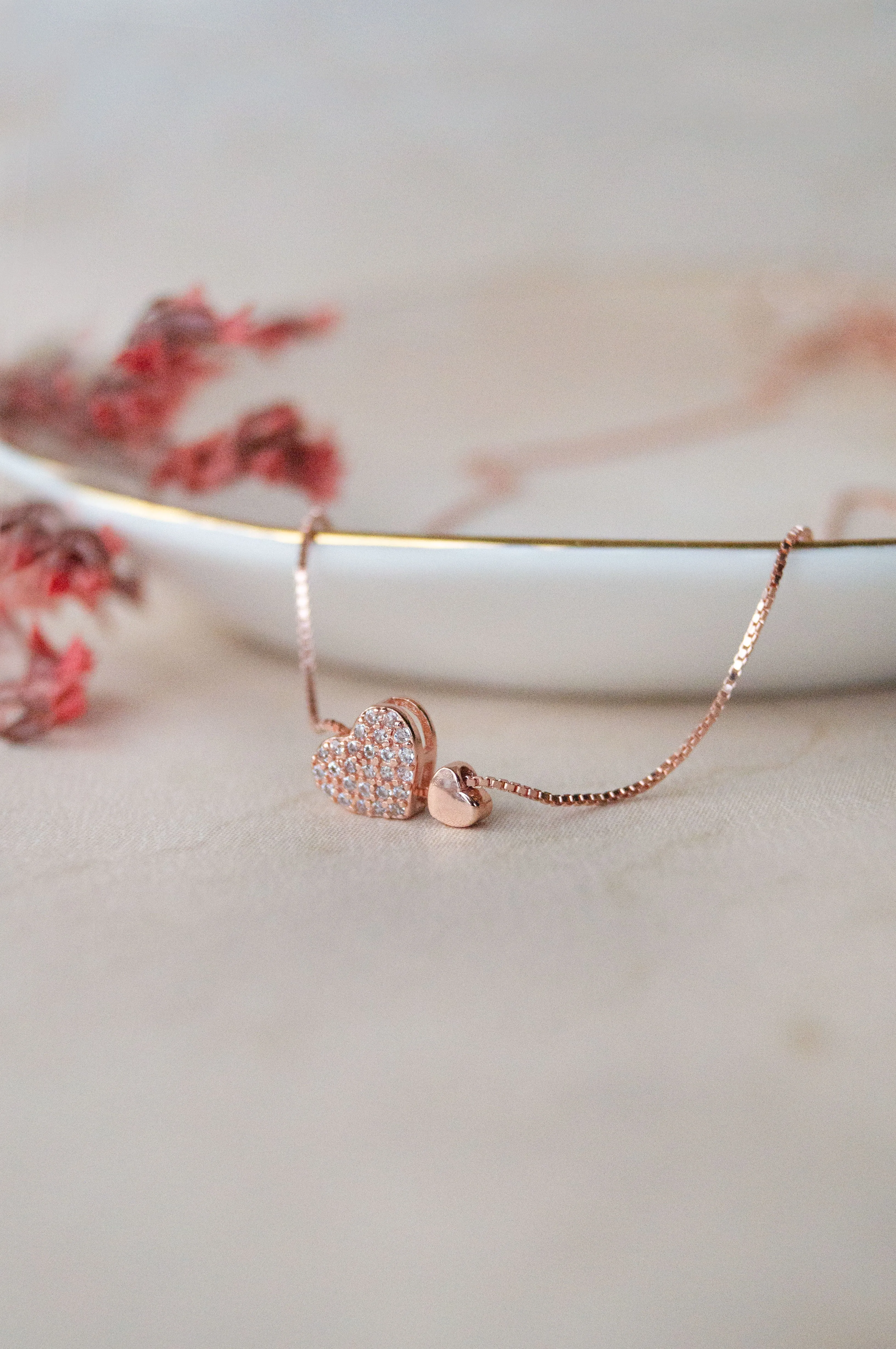 Moving Towards Love Rose Gold Plated Sterling Silver Chain Necklace