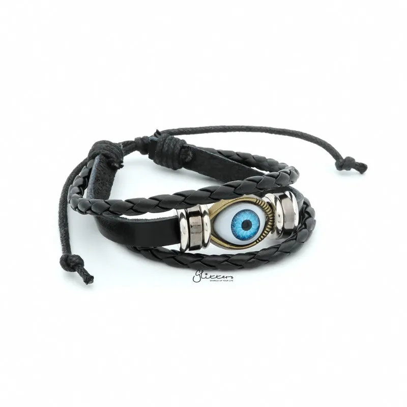 Multilayer Evil Eye Leather Bracelet