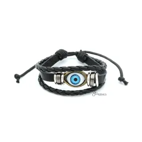 Multilayer Evil Eye Leather Bracelet