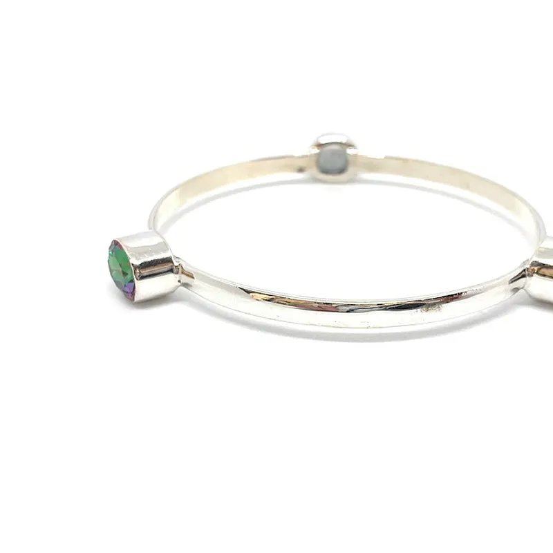 Mystic Topaz Boho Silver Bangle