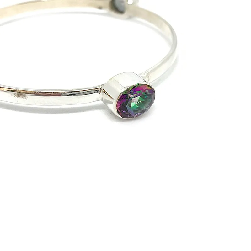 Mystic Topaz Boho Silver Bangle