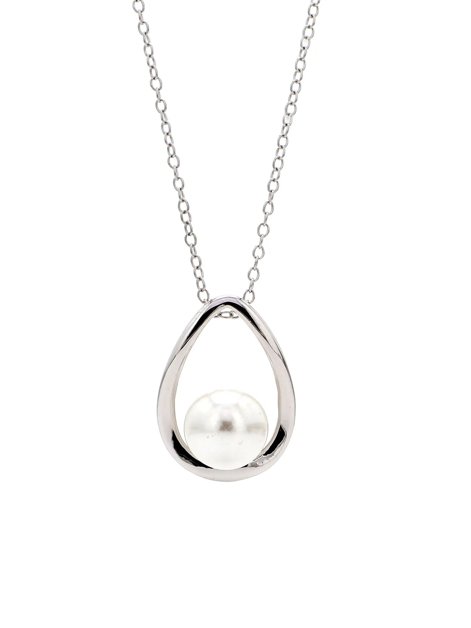 Natural Freshwater Pearl Solitaire Necklace In 925 Silver