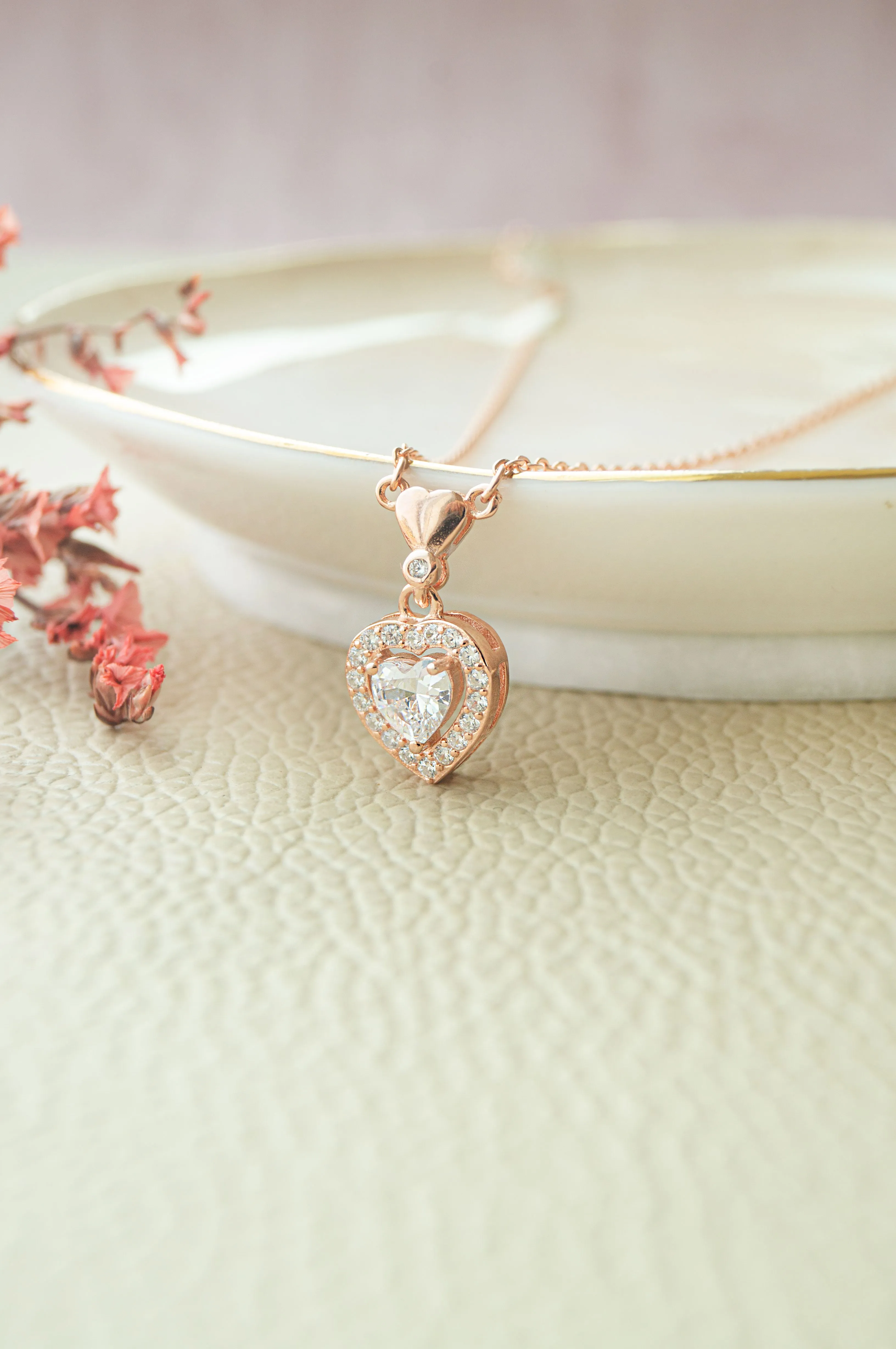 Next To Your Heart Rose Gold Plated Sterling Silver Chain Necklace