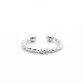 Non Pierced Sterling Silver Twisted Rope Conch Ear Cuff - Silver