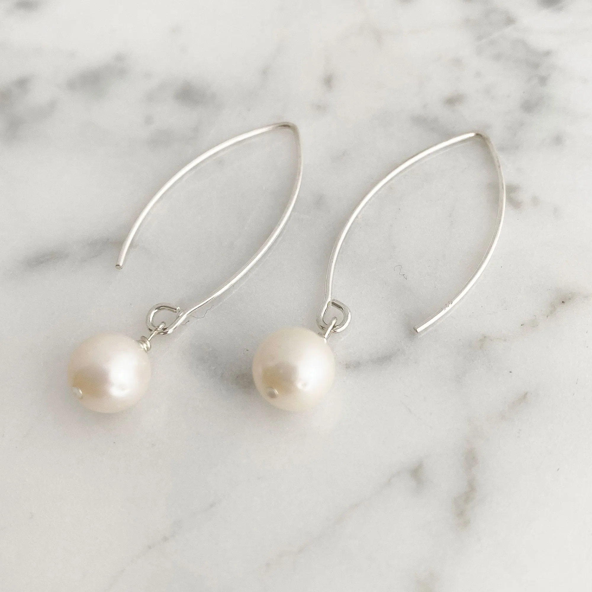 NYAH white freshwater pearl sterling earrings