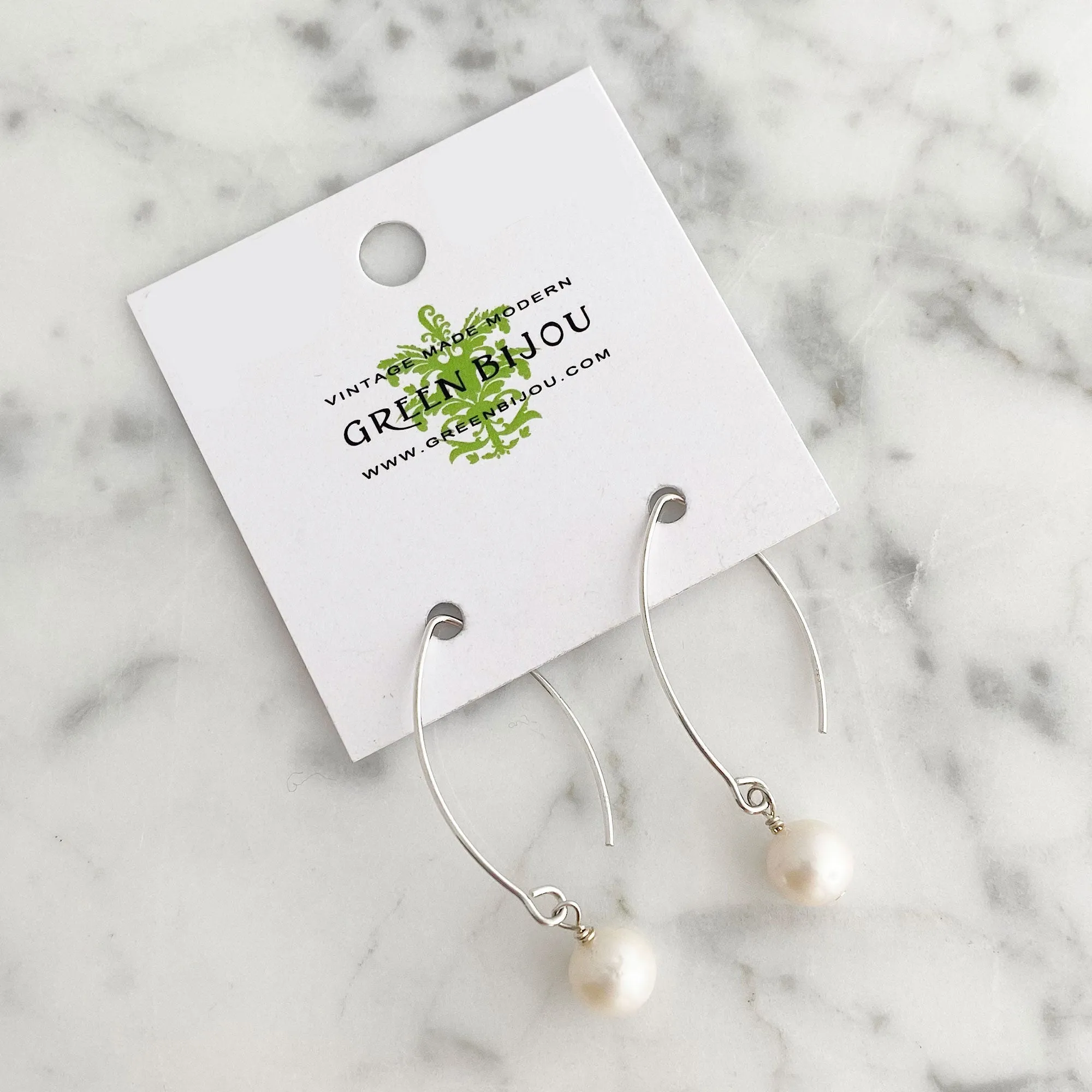 NYAH white freshwater pearl sterling earrings