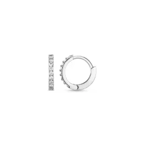 Pavé Mini Micro Hoop Earrings - Silver