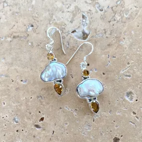 Pearl & Citrine Earrings