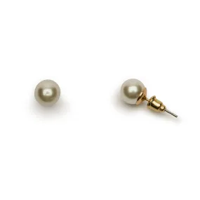 Pearl Studs Earrings: Vintage Cream Style Stud Earrings 8mm