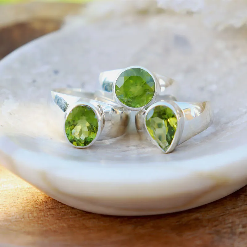 Peridot Round Gemstone Boho Ring