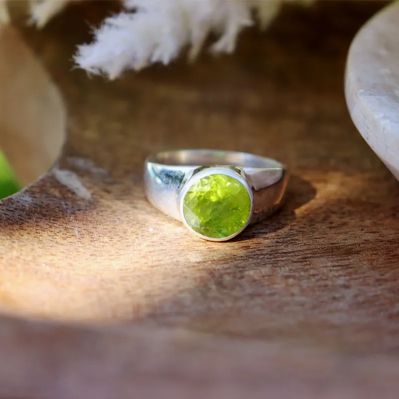 Peridot Round Gemstone Boho Ring