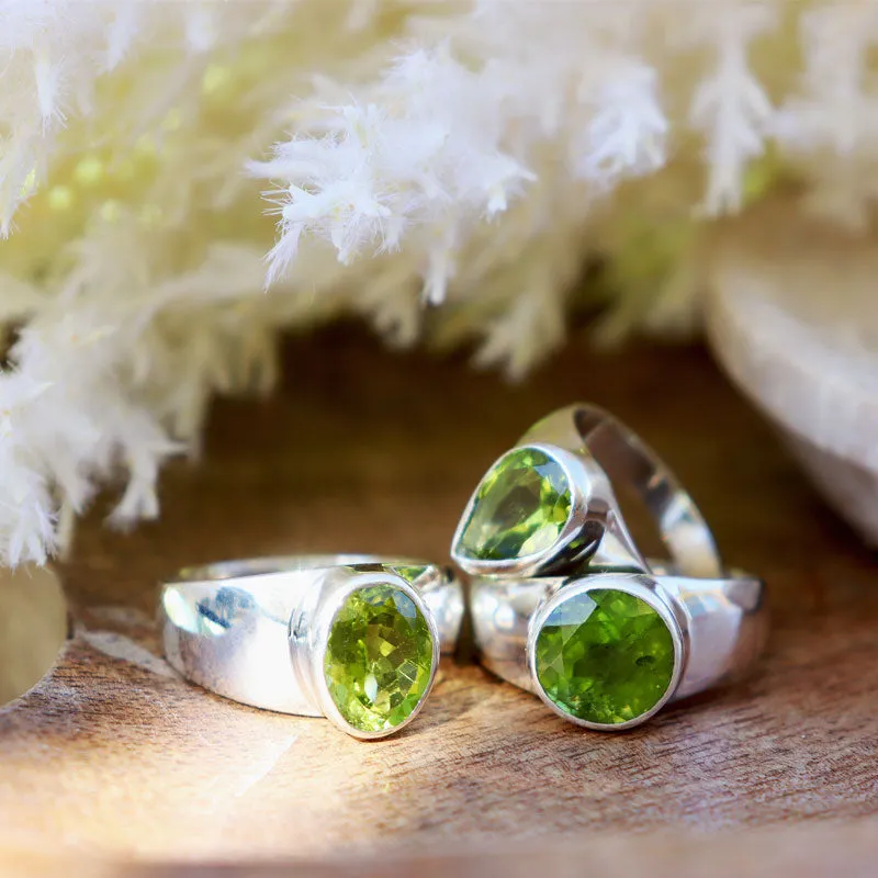 Peridot Round Gemstone Boho Ring