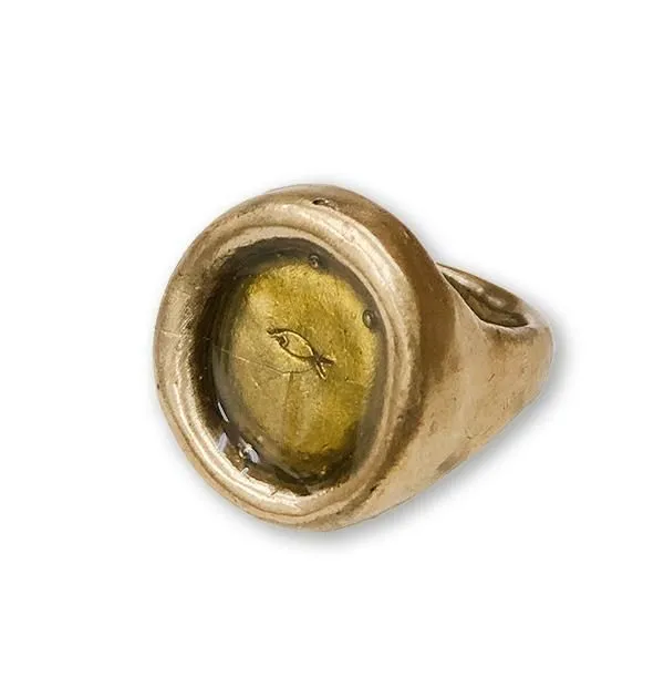 Elegant Bronze Ring Featuring Soaring Fish Design