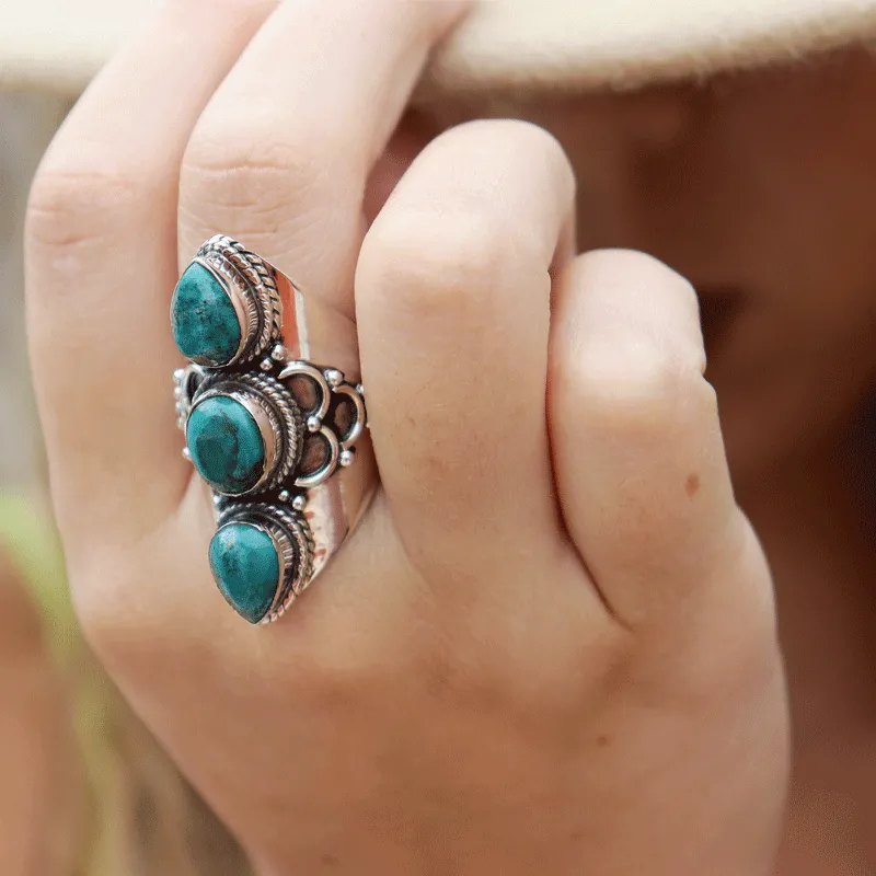 Phoenix Turquoise Gemstone Boho Ring