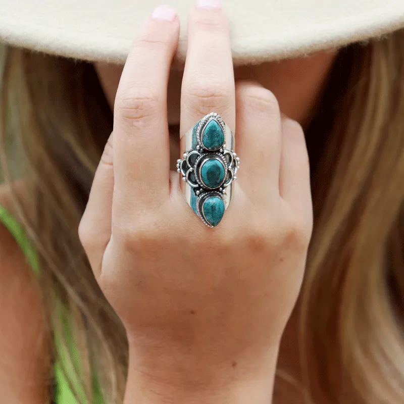 Phoenix Turquoise Gemstone Boho Ring