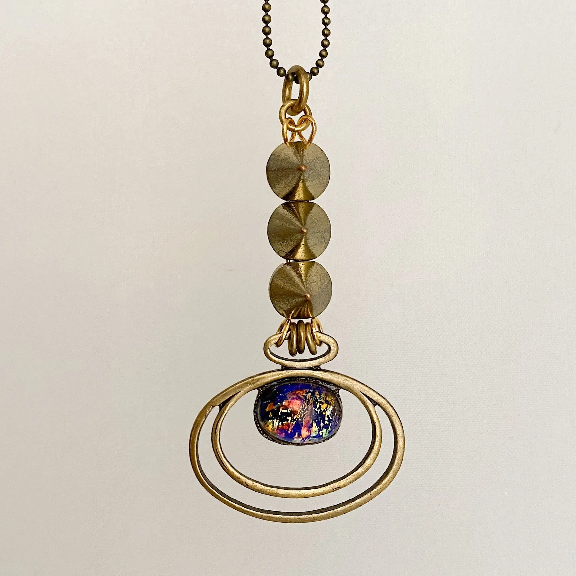 PIA fire opal and bronze pendant necklace