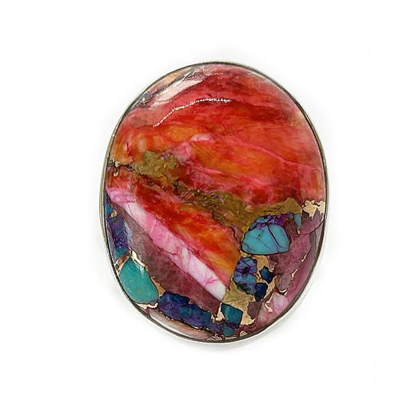 Pink Dahlia Copper Turquoise Ring