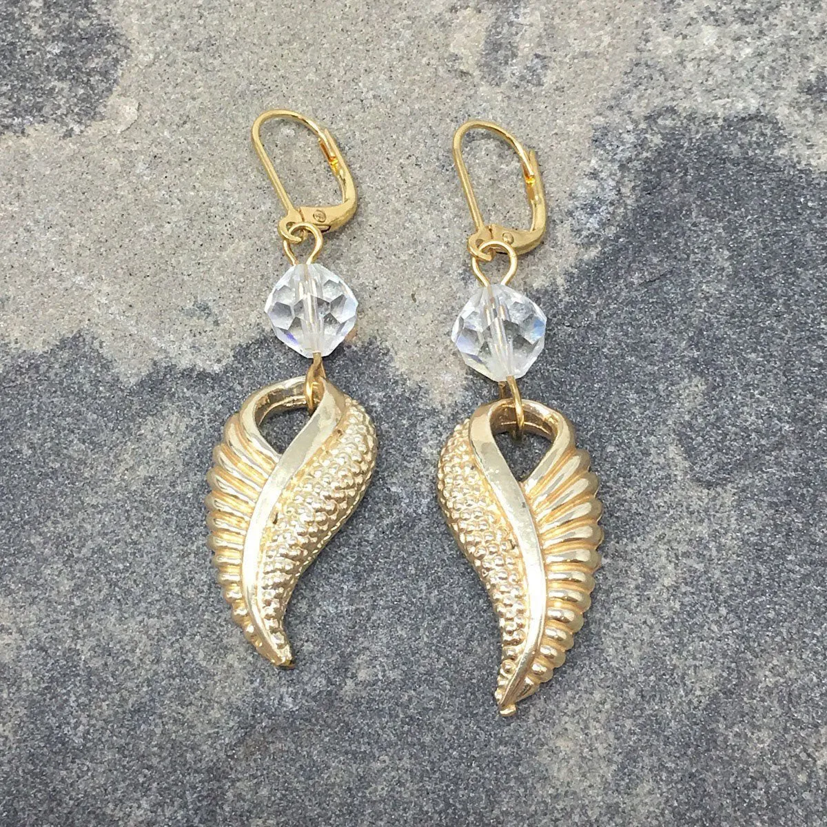 PIPER vintage leaf pendant earrings