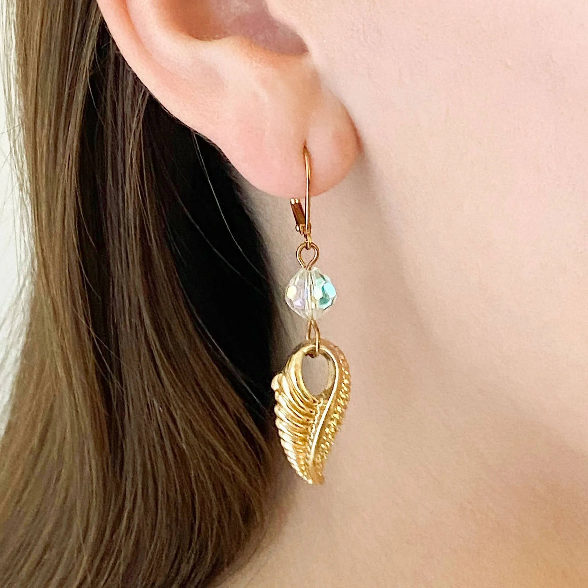 PIPER vintage leaf pendant earrings