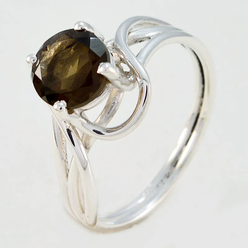 Pleasing Gem Smoky Quartz 925 Silver Ring Jewelry Pawn Shops Near Me