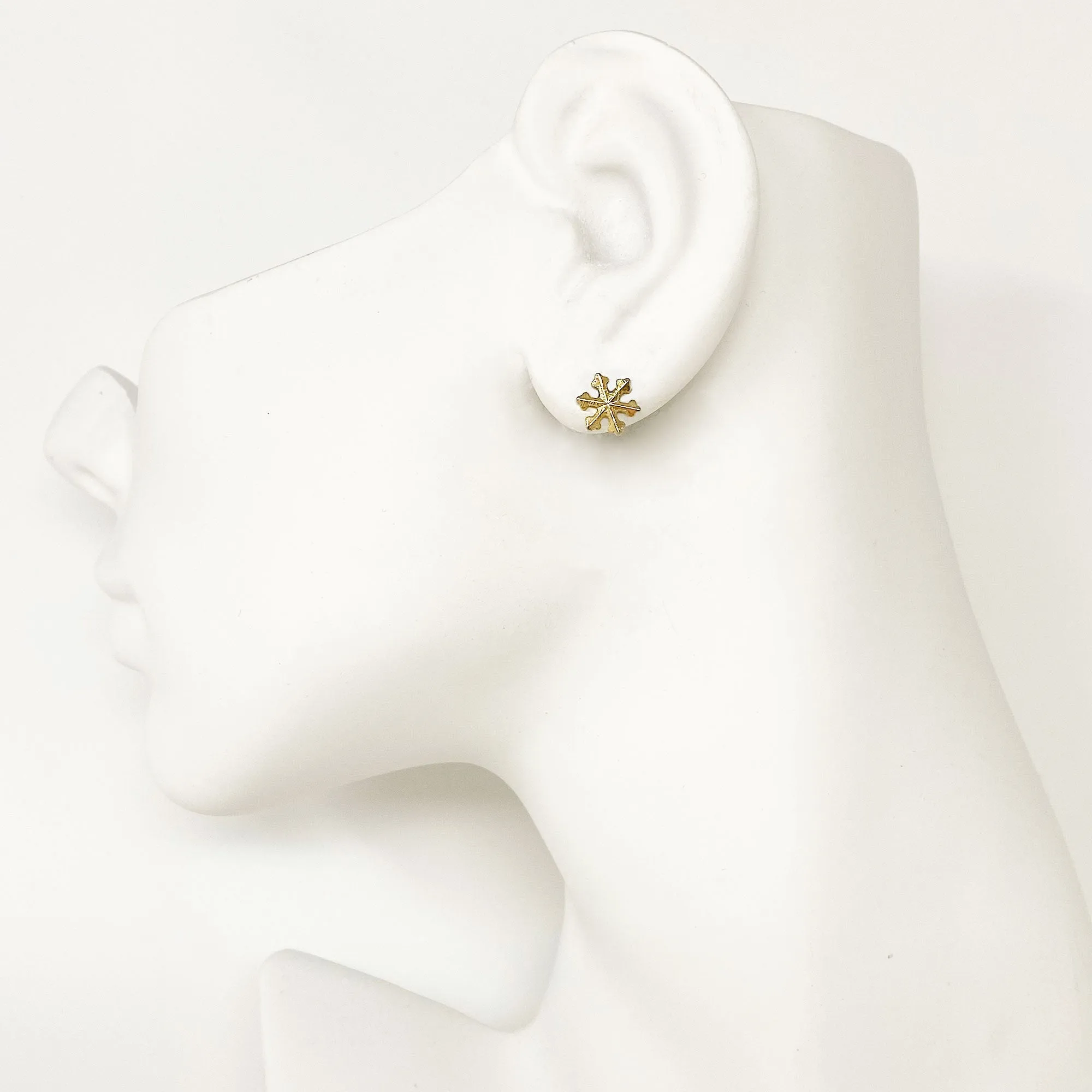 PRESTON vintage gold tone snowflake studs