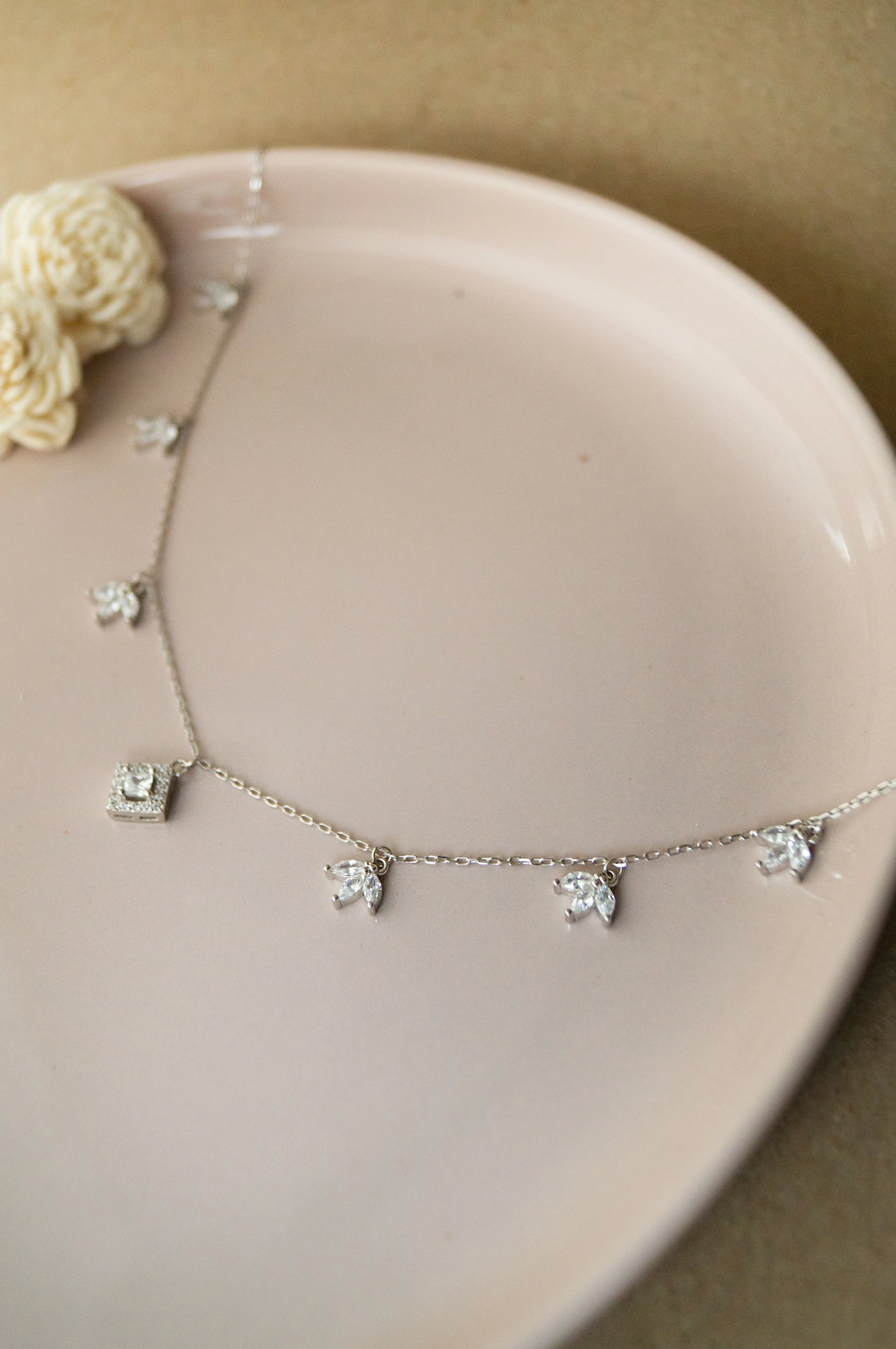 Princess Leaf Trails Sterling Silver Charm Necklace