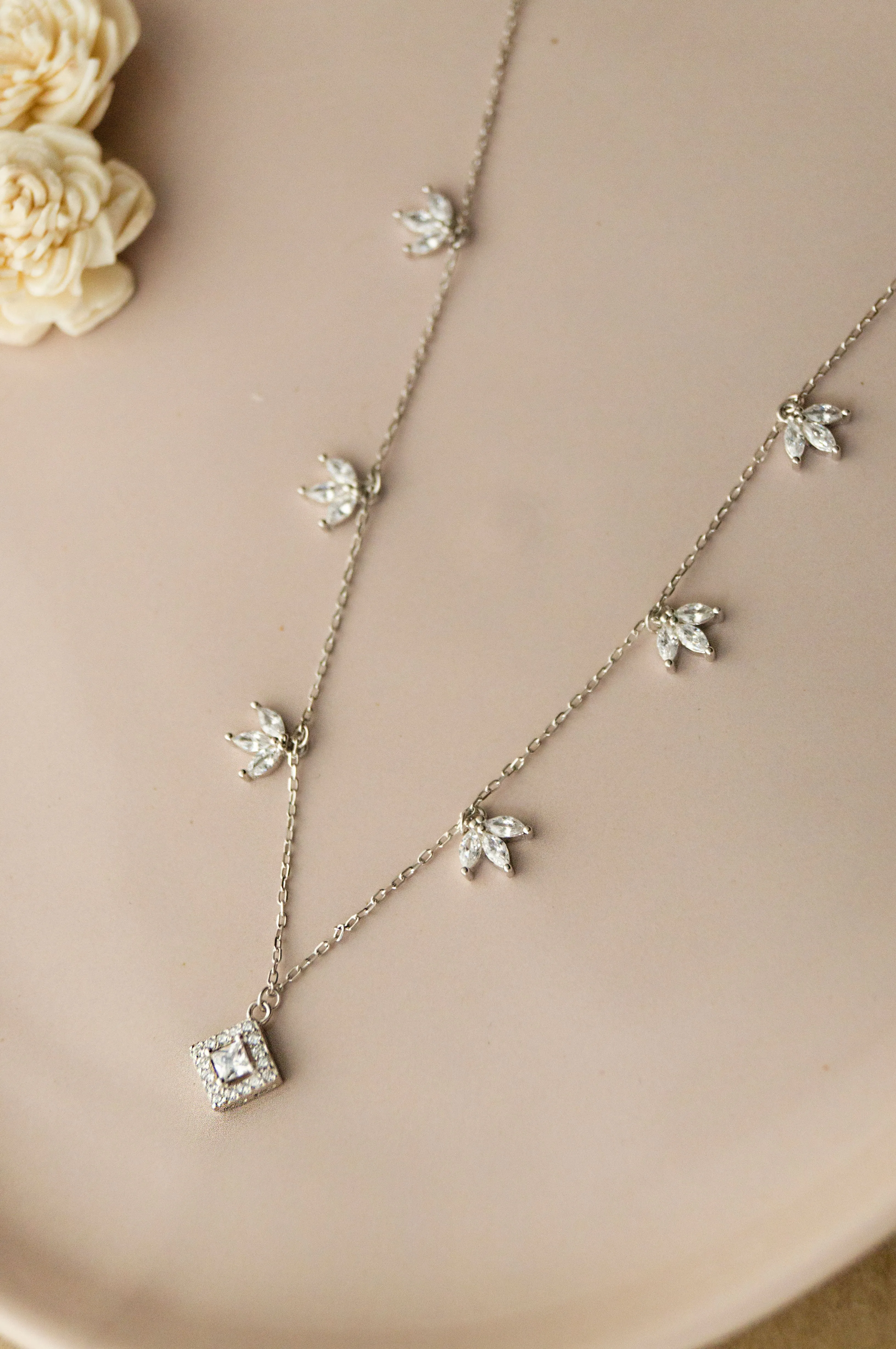 Princess Leaf Trails Sterling Silver Charm Necklace