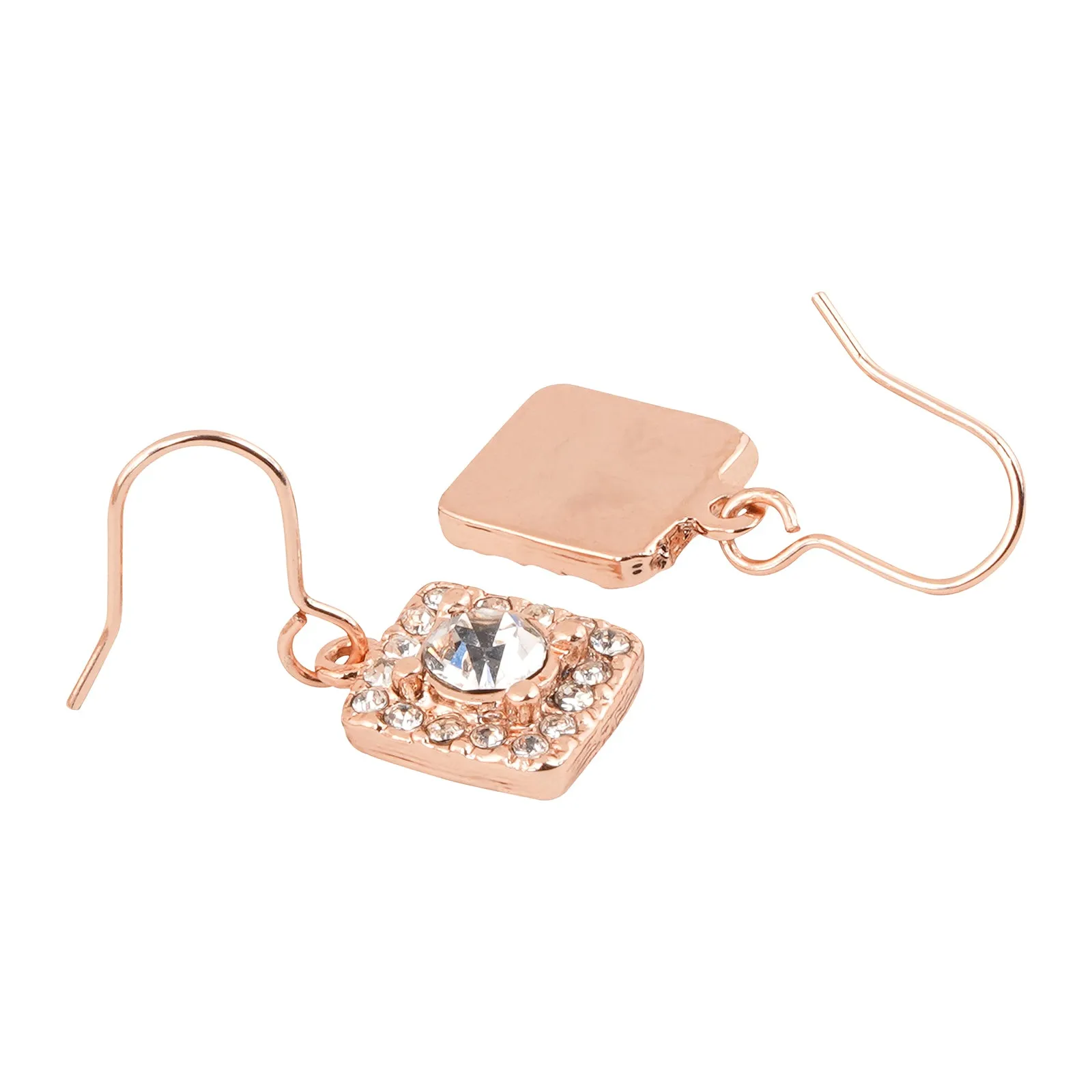 Quad Rhinestone Rosegold Earrings