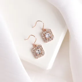 Quad Rhinestone Rosegold Earrings