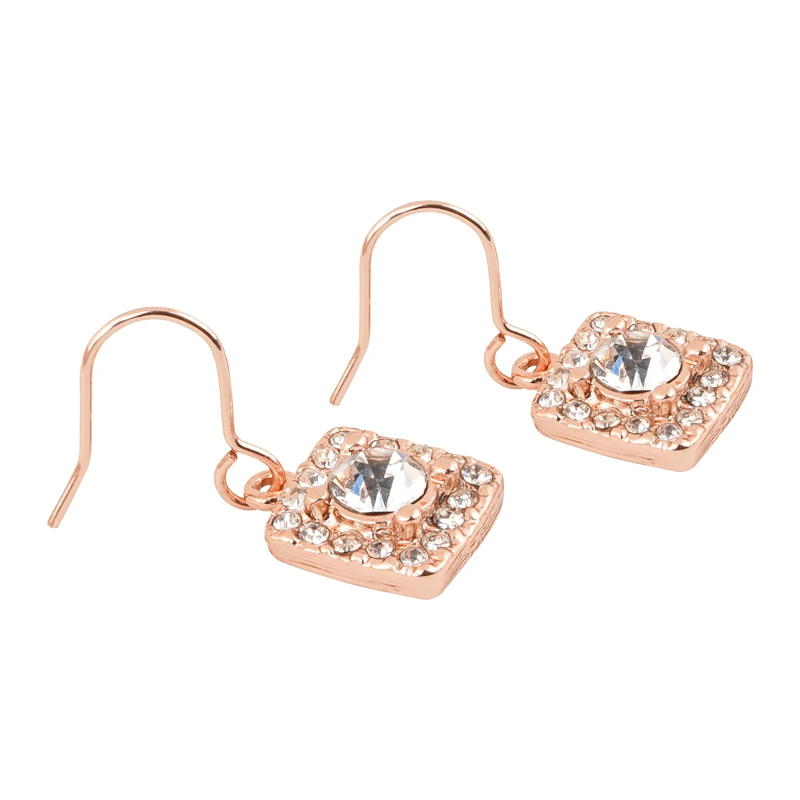 Quad Rhinestone Rosegold Earrings