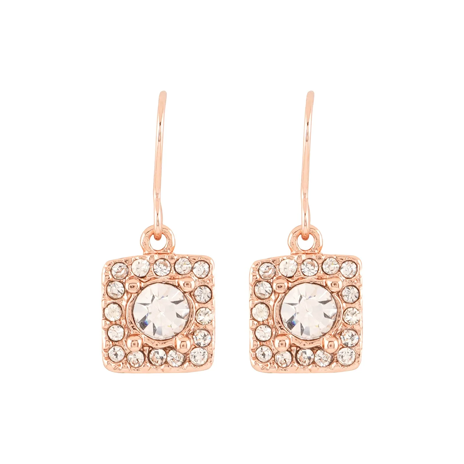 Quad Rhinestone Rosegold Earrings