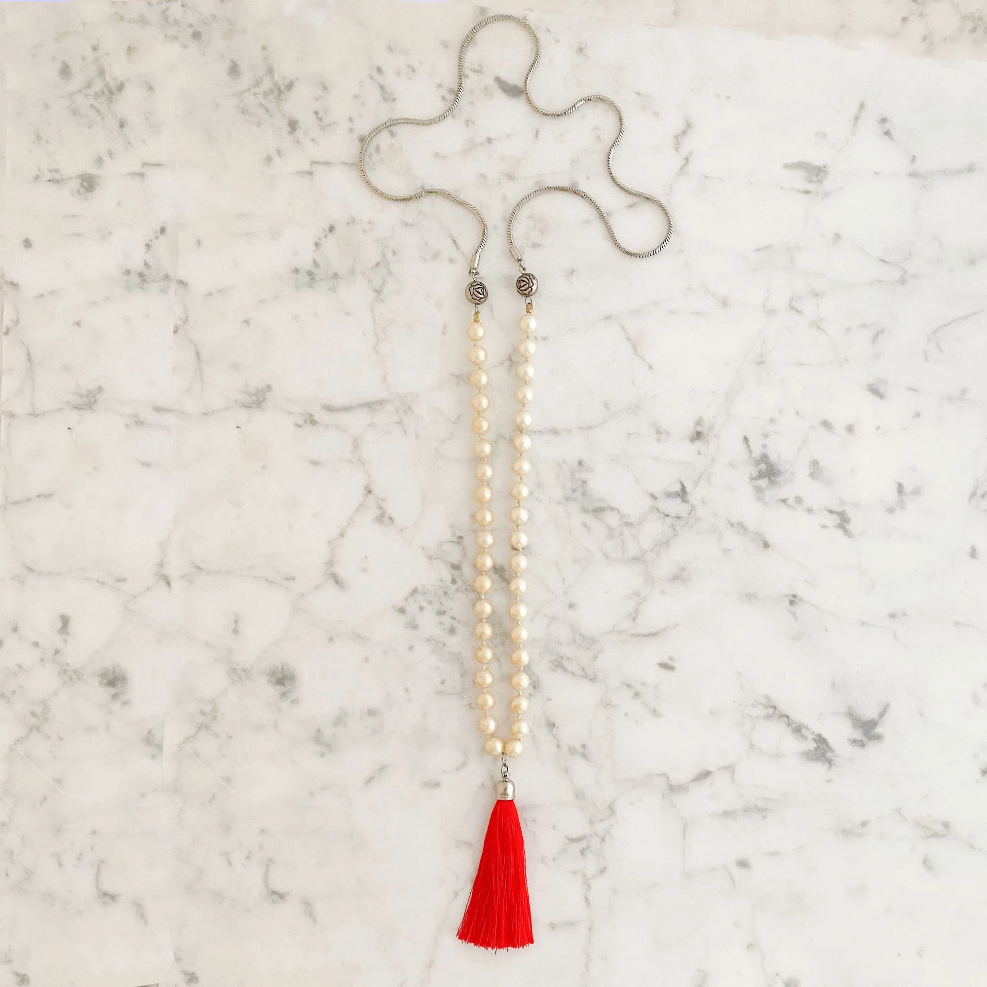 QUESTA pearl and tassel necklace