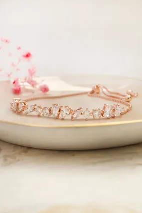 Randomly Blinging Rose Gold Plated Sterling Silver Adjustable Bracelet