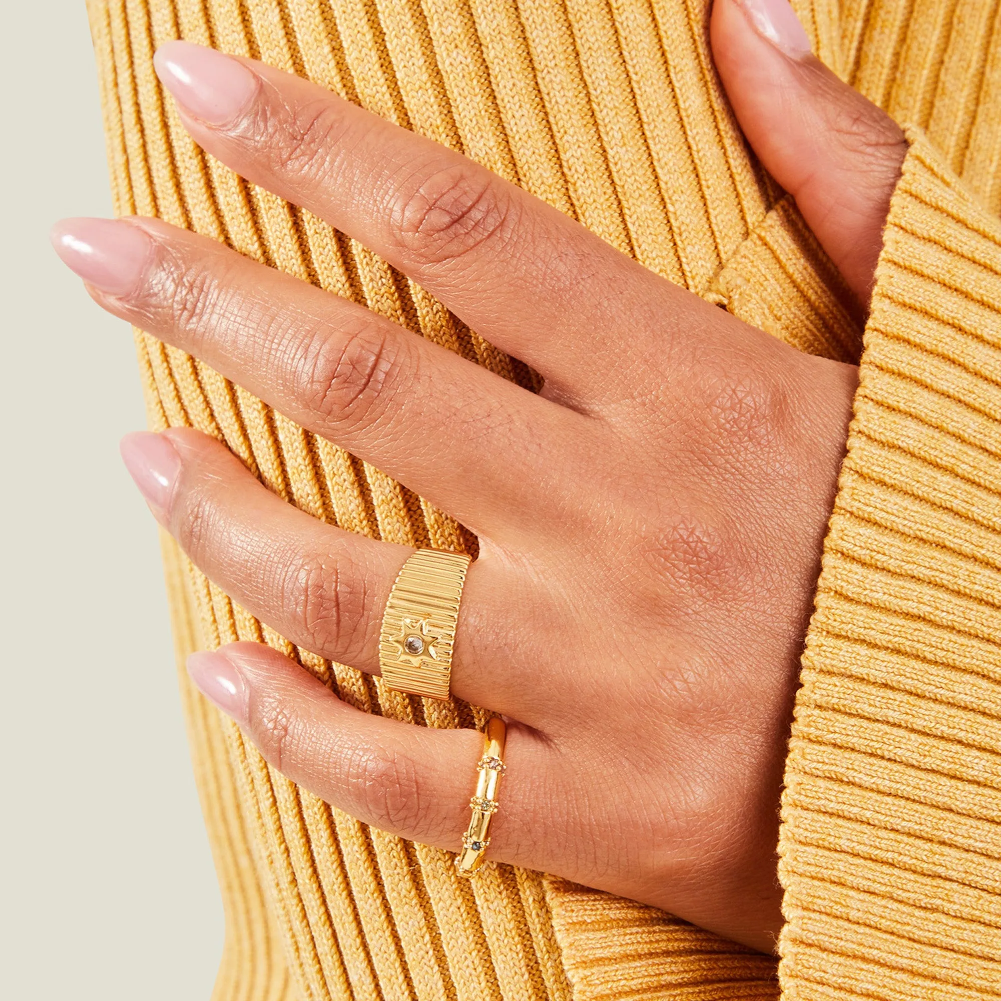 Real Gold-Plated Corrugated Ring Gold-Large