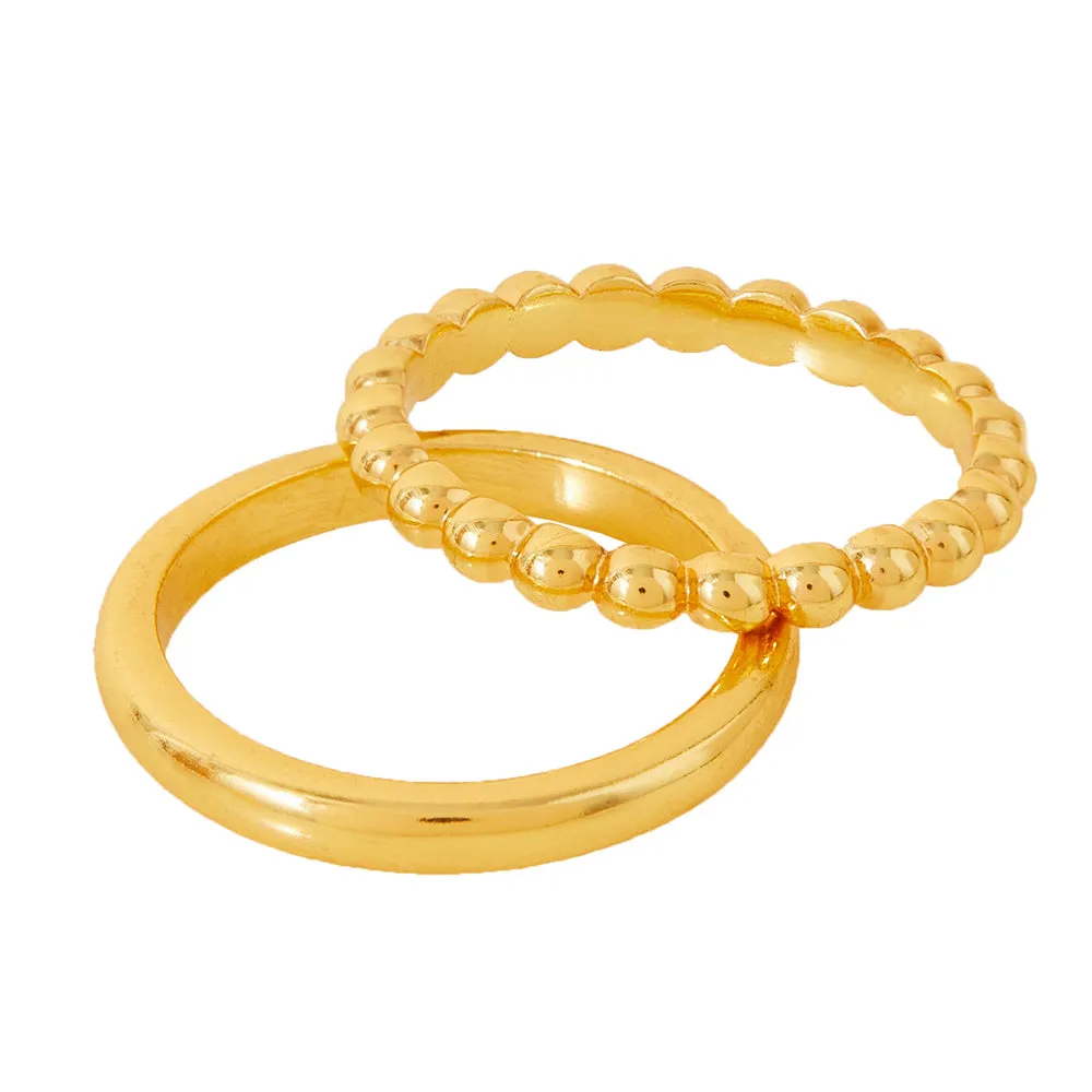 Real Gold Plated Gold Z 2 Bobble Ring Set-Small