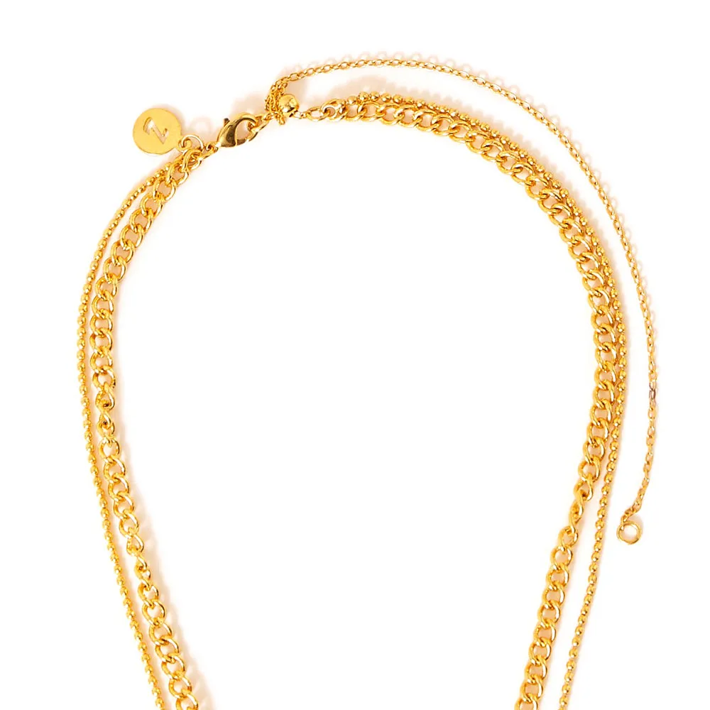 Real Gold Plated Gold Z Ball Chain Layer Necklace