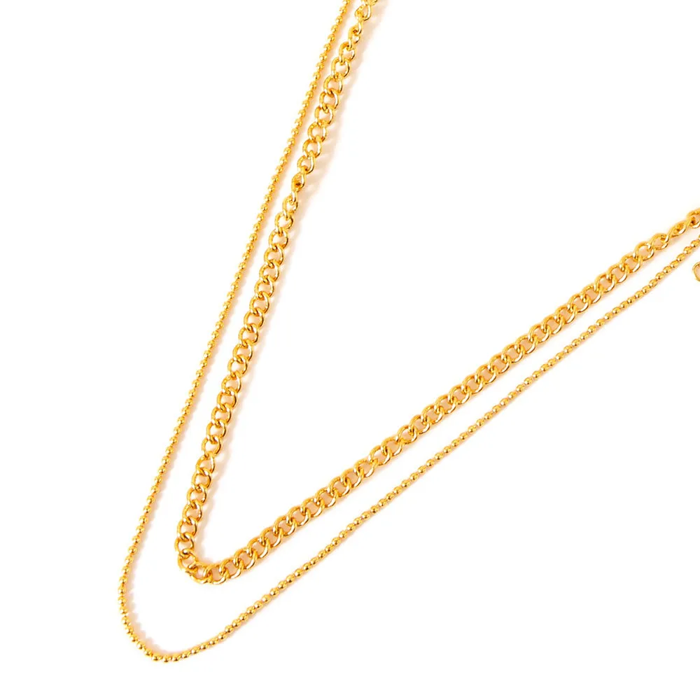 Real Gold Plated Gold Z Ball Chain Layer Necklace